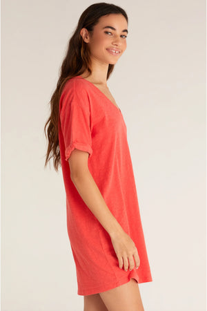 Z Supply V-Neck T-Shirt Dress- Coral ...